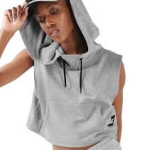 Ivy Park Gray Sleeveless Cropped Hoodie Sweatshirt ** Sz L